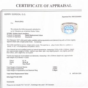 Aquamarine 14k #196 - Diamond Ring - Image 4