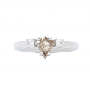 Kite Shaped Salt and Pepper Diamond10k .59ct- Diamond Ring