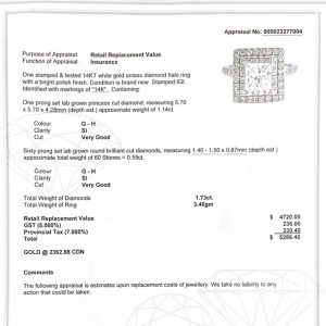 Princess Cut Lab 1.73ct #183 - Diamond Ring - Image 3