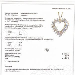 Diamond Heart 1.01ct 14k #200- Diamond Pendant - Image 3