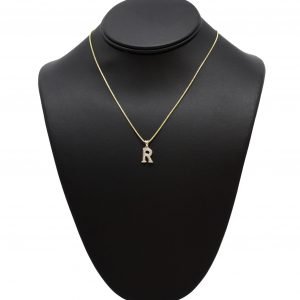 Letter R .11ct 10k- Diamond Pendant