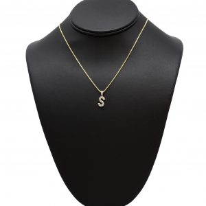 Letter S .11ct 10k- Diamond Pendant