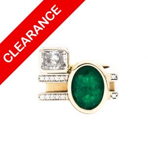 Genuine Emerald X Radiant 14k #8 - Diamond Ring