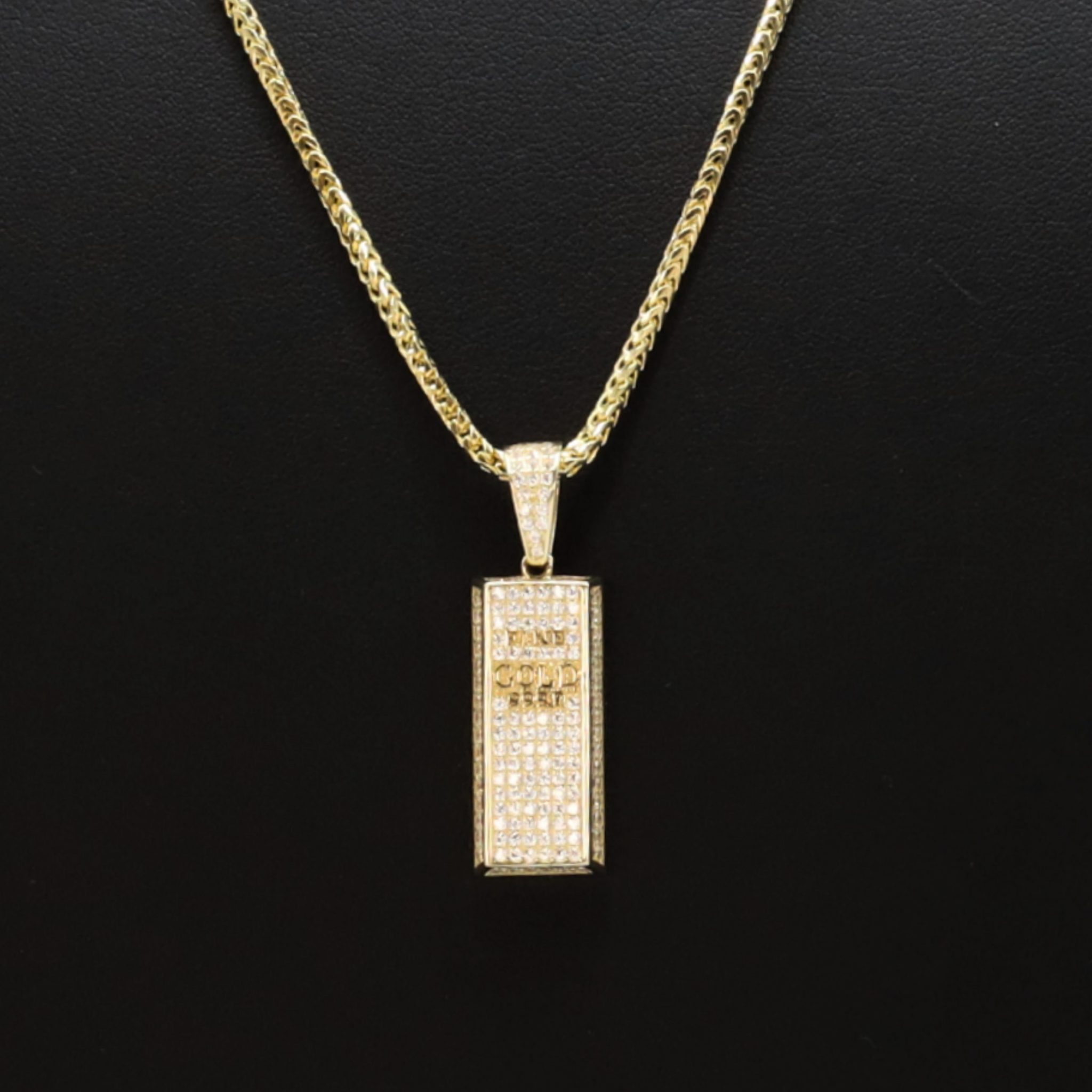 Cz Gold Bar 10k- Pendant - Golden Hand Jewellery