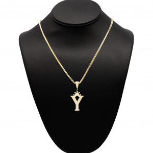 Letter Y Crown CZ - Pendant