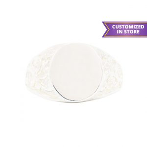 Oval Signet Detailed - Silver Ring