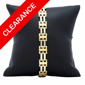 Square Two Tone Link 9.25mm 9"-Bracelet
