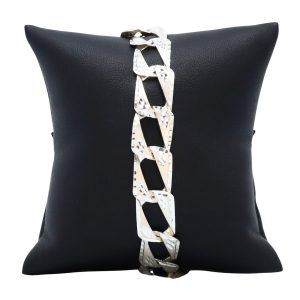 Rectangle Diamond Cut 12.75mm 9"- Silver Bracelet