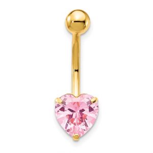 Pink Heart Belly Ring 10k - Body Jewellery