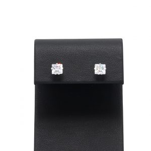 .75ct White Gold CZ Princess Cut- Earrings