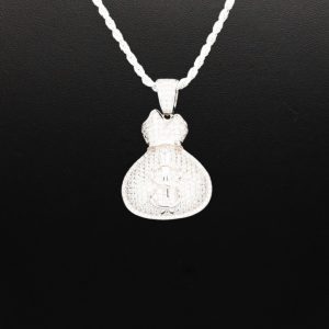 Big Cz Money Bag - Silver Pendant - Image 3