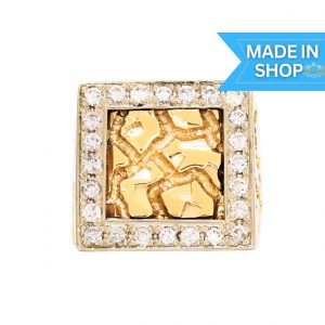 Diamond Border Nugget 1.5ct 10k #235  - Diamond Nugget Ring