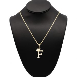 Cz Letter F Crown - Pendant