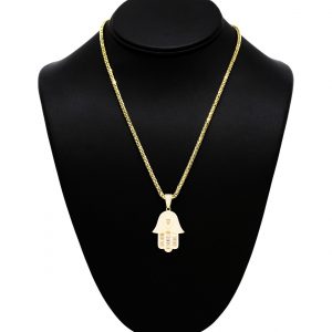 Cz Baguette Hamsa - Pendant