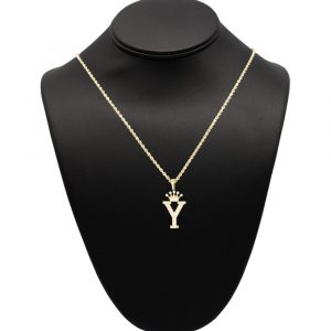 Cz Letter Y Crown - Pendant