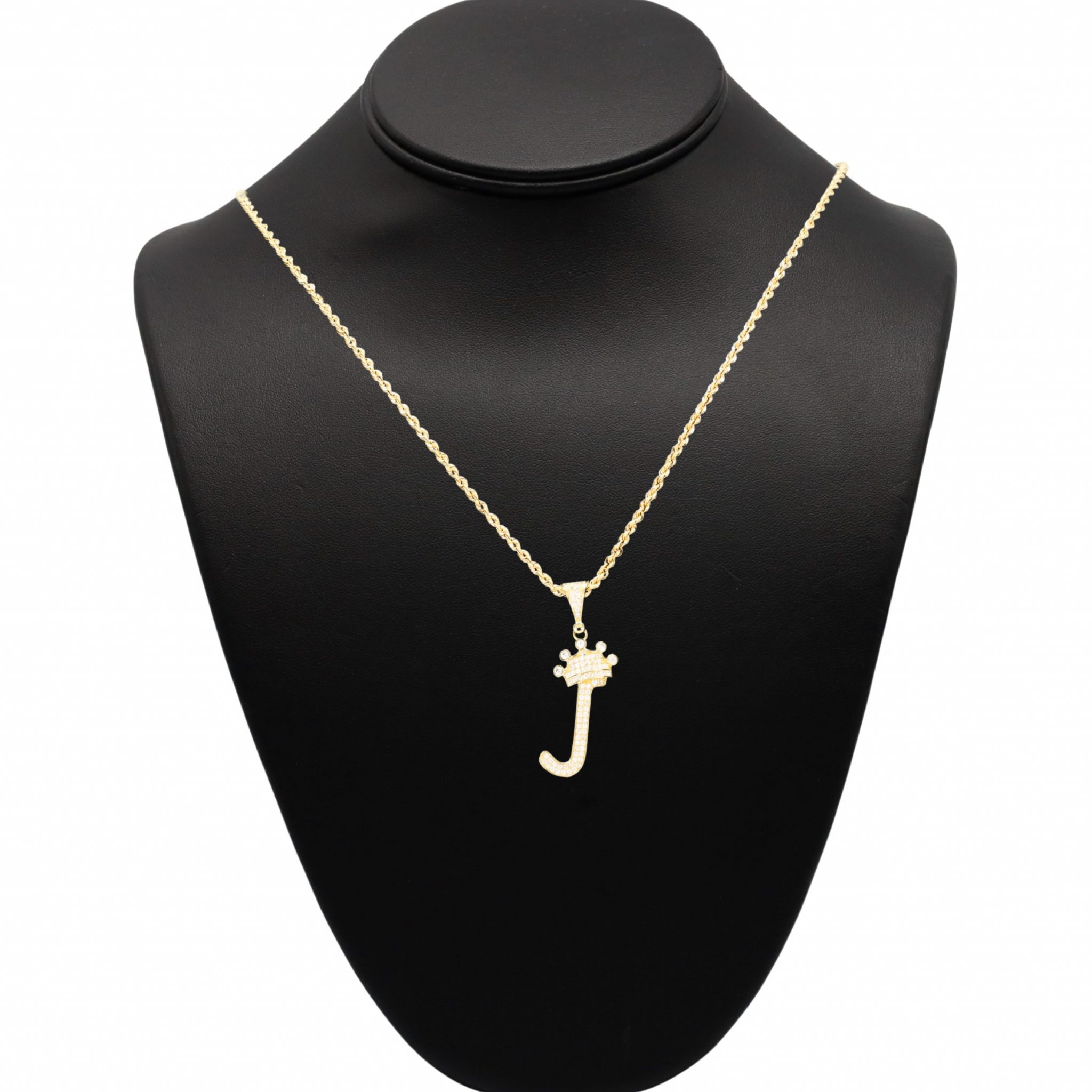 Cz Letter J Crown - Pendant - Golden Hand Jewellery