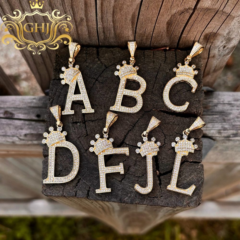 Cz Letter J Crown - Pendant - Golden Hand Jewellery