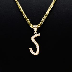 Letter S 1ct Lab 10K- Diamond Pendant - Image 3