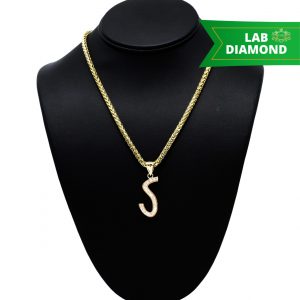 Letter S 1ct Lab 10K- Diamond Pendant