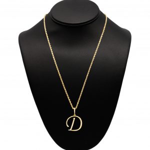 Large Letter D .60ct 14k- Diamond Pendant