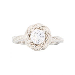 CZ Twist Halo - Silver Ring