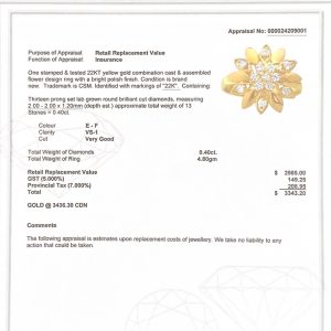 Diamond Flower .40ct Lab 22k #247  - Diamond Ring - Image 3