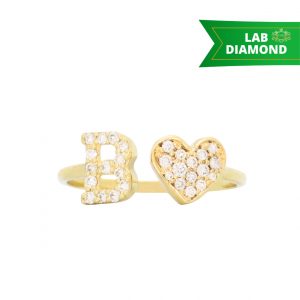 B Heart .18ct Lab 10k - Diamond Ring