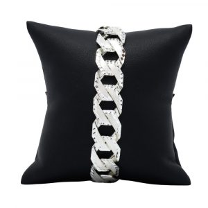 Diamond Cut 15mm 9"- Silver Bracelet