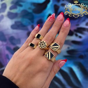 Round Black Enamel - Ring - Image 3