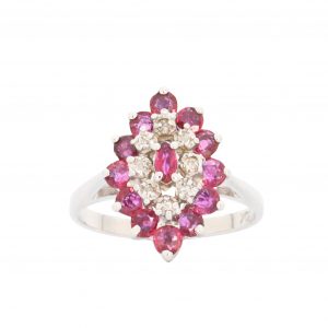 Genuine Ruby 10k WG- Diamond Ring