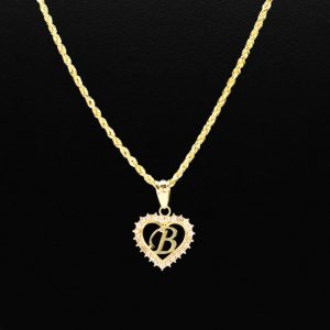 Cz Heart Letter B - Pendant - Image 3