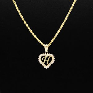 Cz Heart Letter H - Pendant - Image 3