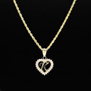 Cz Heart Letter K - Pendant - Image 3