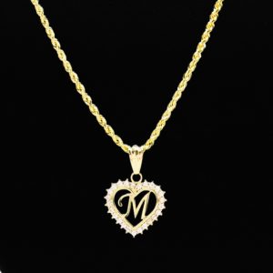 Cz Heart Letter M - Pendant - Image 3