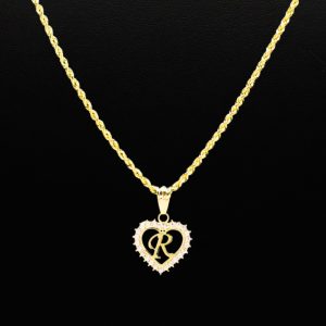 Cz Heart Letter R - Pendant - Image 3