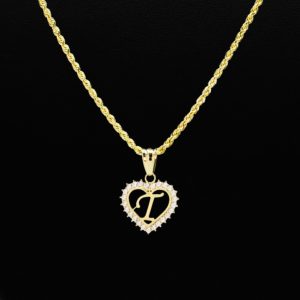 Cz Heart Letter T - Pendant - Image 3