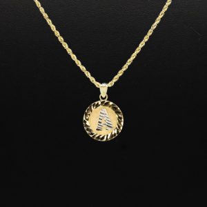 Round Diamond Cut Letter A- Pendant - Image 3