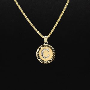 Round Diamond Cut Letter C- Pendant - Image 3