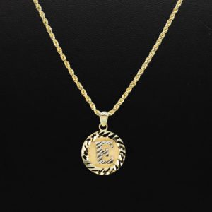 Round Diamond Cut Letter E- Pendant - Image 3
