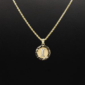 Round Diamond Cut Letter I - Pendant - Image 3