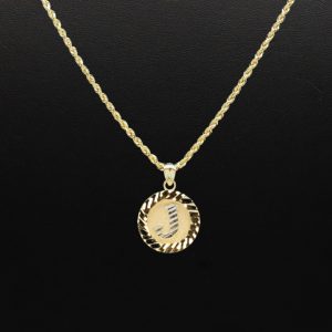 Round Diamond Cut Letter J- Pendant - Image 3