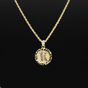 Round Diamond Cut Letter K- Pendant - Image 3