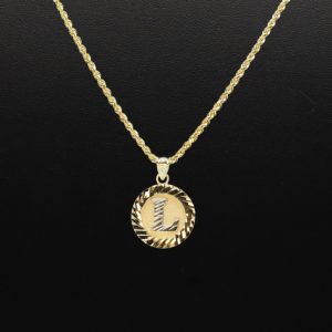 Round Diamond Cut Letter L- Pendant - Image 3