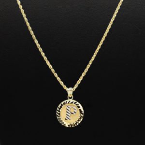 Round Diamond Cut Letter P- Pendant - Image 3