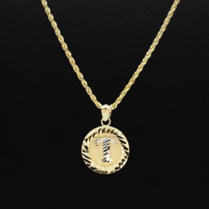 Round Diamond Cut Letter T- Pendant - Image 3