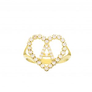 CZ Heart CZ Letter A Ring - Rings