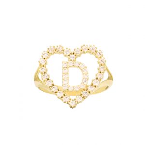 CZ Heart CZ Letter D Ring - Rings