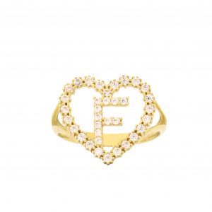 CZ Heart CZ Letter F Ring - Rings