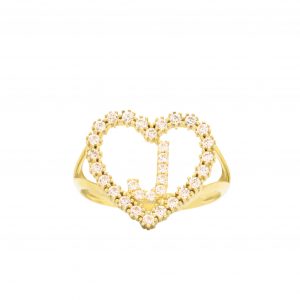 CZ Heart CZ Letter J Ring - Rings