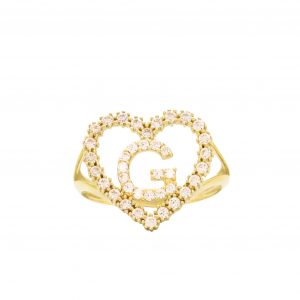 CZ Heart CZ Letter G Ring - Rings